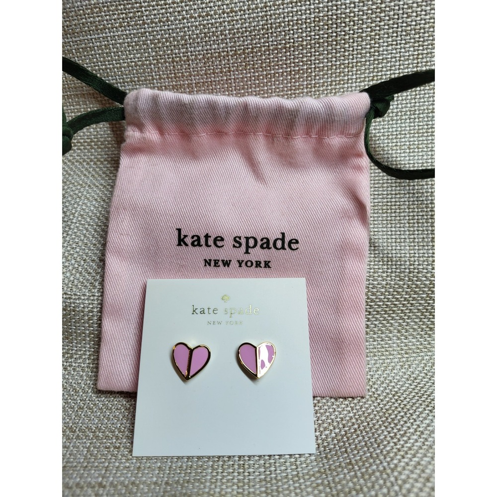 Kate Spade New York Heritage Spade Small Heart Stud Earrings Pink Gold Tone